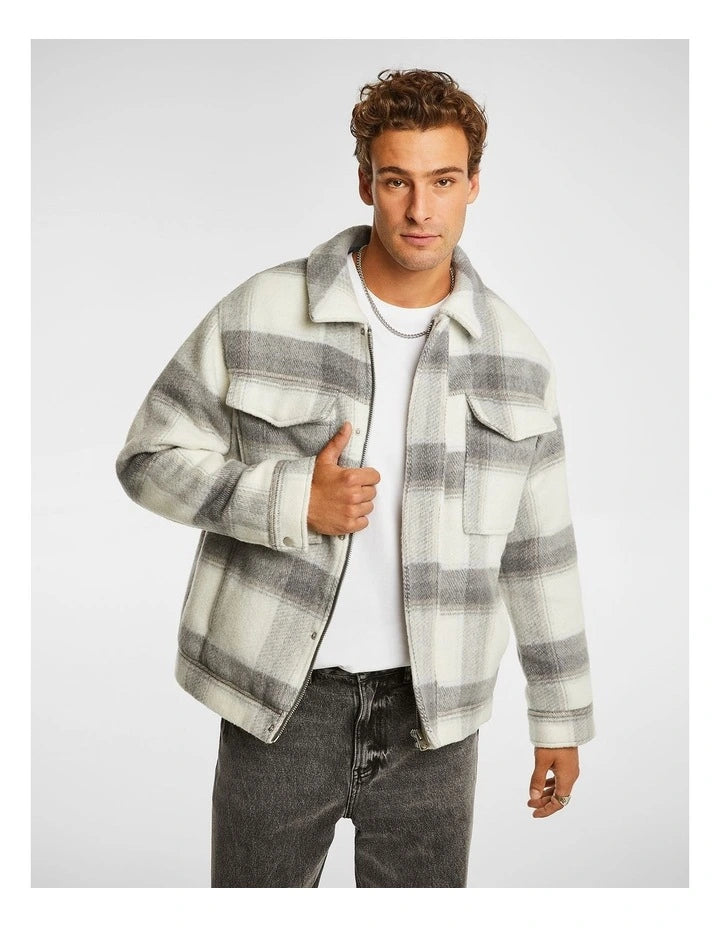 ZEE SAMPS ARTICLE # 8013 Check Jacket in Natural