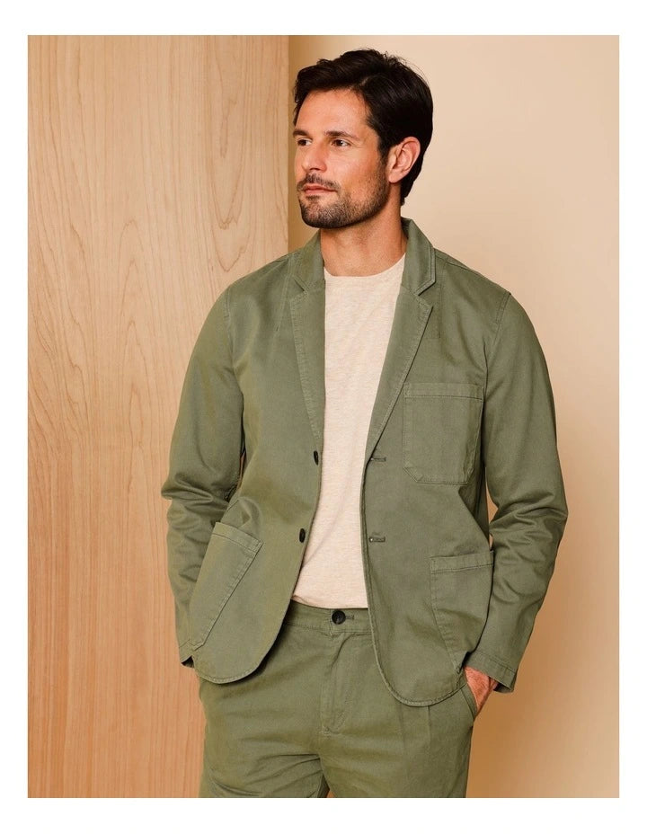 ZEE SAMPS ARTICLE # 8012 Pierre Garment Dyed Jacket in Khaki