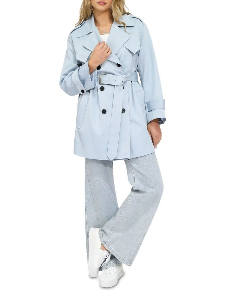 ZEE SAMPS ARTICLE # 8040 Whispers of Verona Trench Coat in Sky Blue For Women