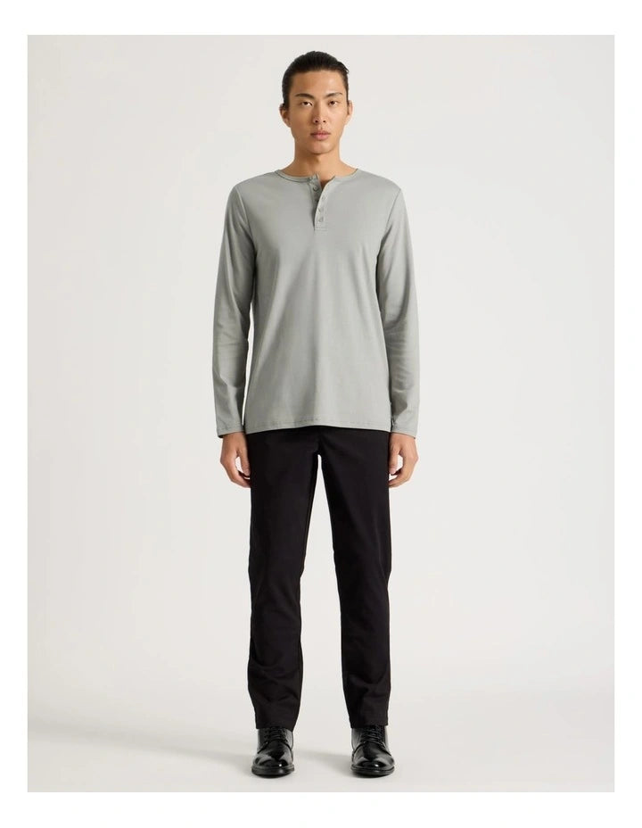 ZEE SAMPS ARTICLE # 8015 Long Sleeve Henley T-Shirt in Black