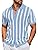 ZEE SAMPS ARTICLE # 8035 Men's Knit Shirts Short Sleeve Button Down Polo Shirt Striped Casual Summer Beach Shirt