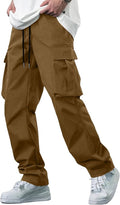 ZEE SAMPS ARTICLE # 8022 Cargo Pants for Men Relaxed Fit Drawstring Work Trousers Casual Cotton Outdoor Pants Elastic Waist with 6 Pockets