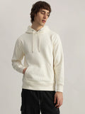 ZEE SAMPS ARTICLE # 8034 men cream solid hooded full sleeves pullover style sweatshirt