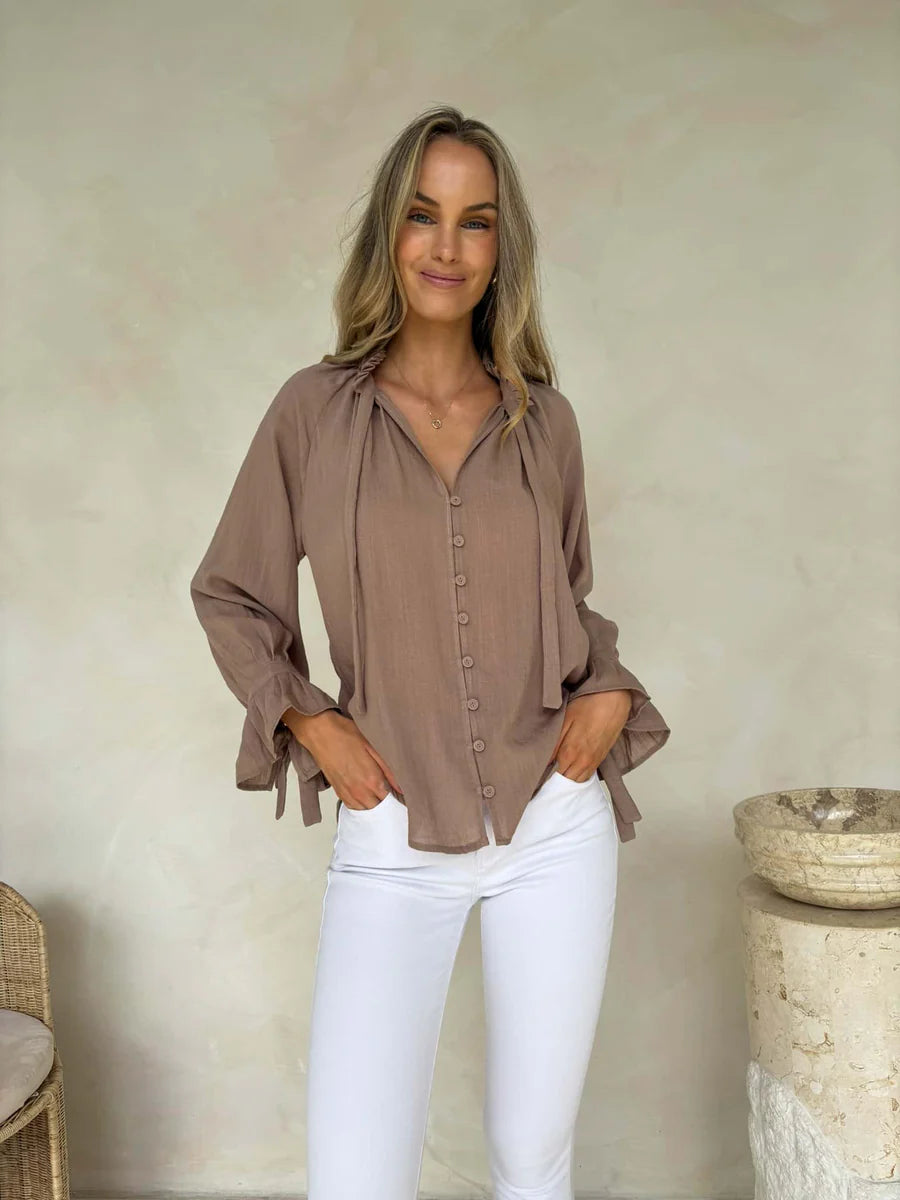 ZEE SAMPS ARTICLE # 8026 Palos Blouse - Taupe for Women