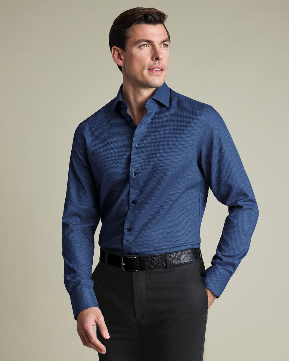 ZEE SAMPS ARTICLE # 8031 Non-Iron Stretch Texture Shirt – Denim Blue
