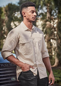 ZEE SAMPS ARTICLE #8033 Mens Open Front Long Sleeve Shirt. 100% Cotton.