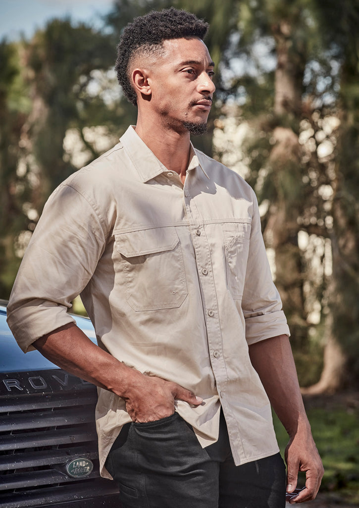 ZEE SAMPS ARTICLE #8033 Mens Open Front Long Sleeve Shirt. 100% Cotton.