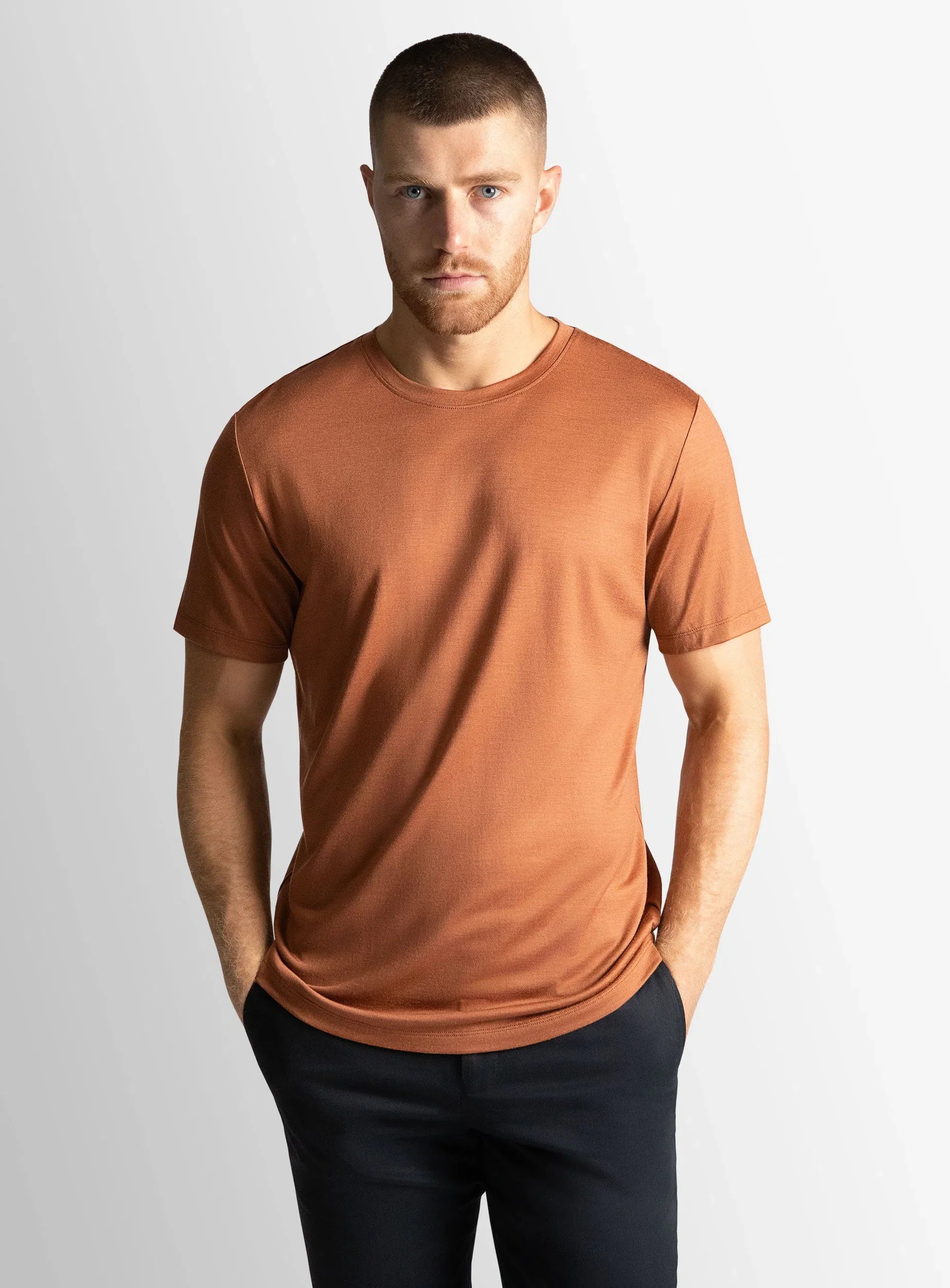 ZEE SAMPS ARTICLE # 8018 Merino Wool Terracotta Tee