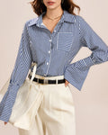 ZEE SAMPS ARTICLE #8028 Blue Collar Button Shirt FOR WOMEN