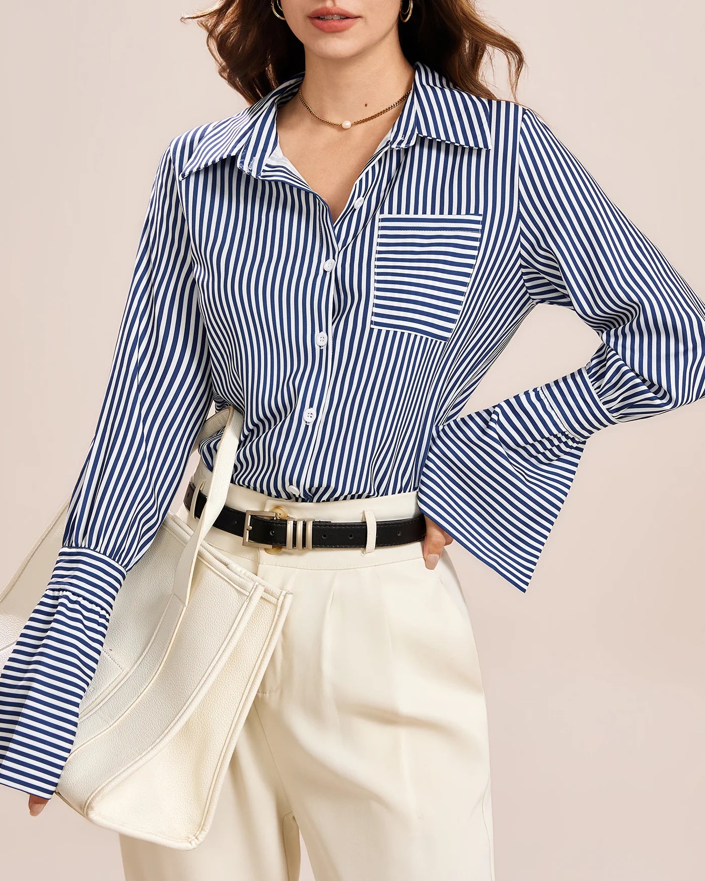 ZEE SAMPS ARTICLE #8028 Blue Collar Button Shirt FOR WOMEN